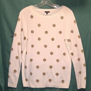 Talbots Cream Knit Sweater Gild Sequece. Perfect For The Holidays. Size S